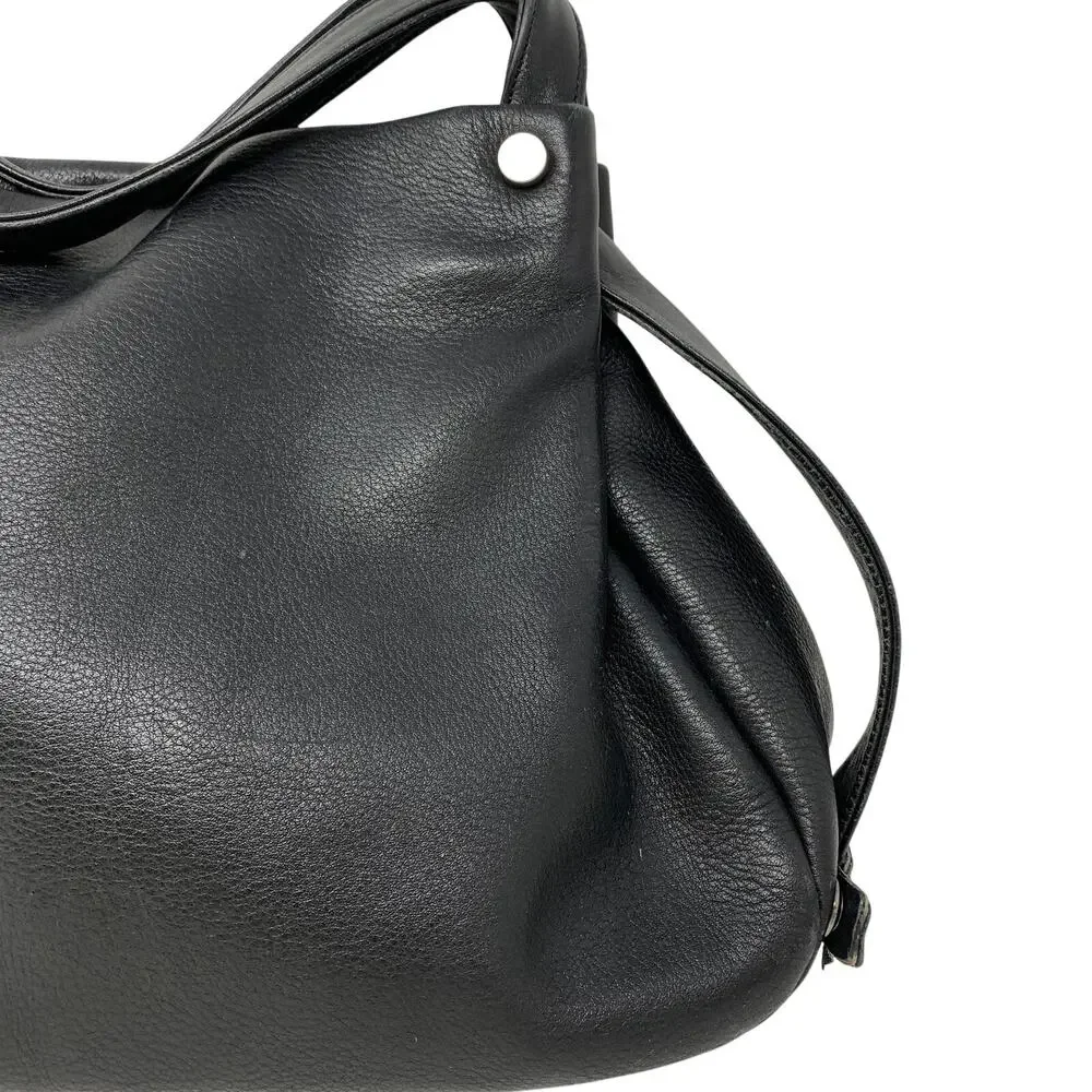 Vintage Marco Buggiani Satchel Handbag Purse Black Leather Top Handle